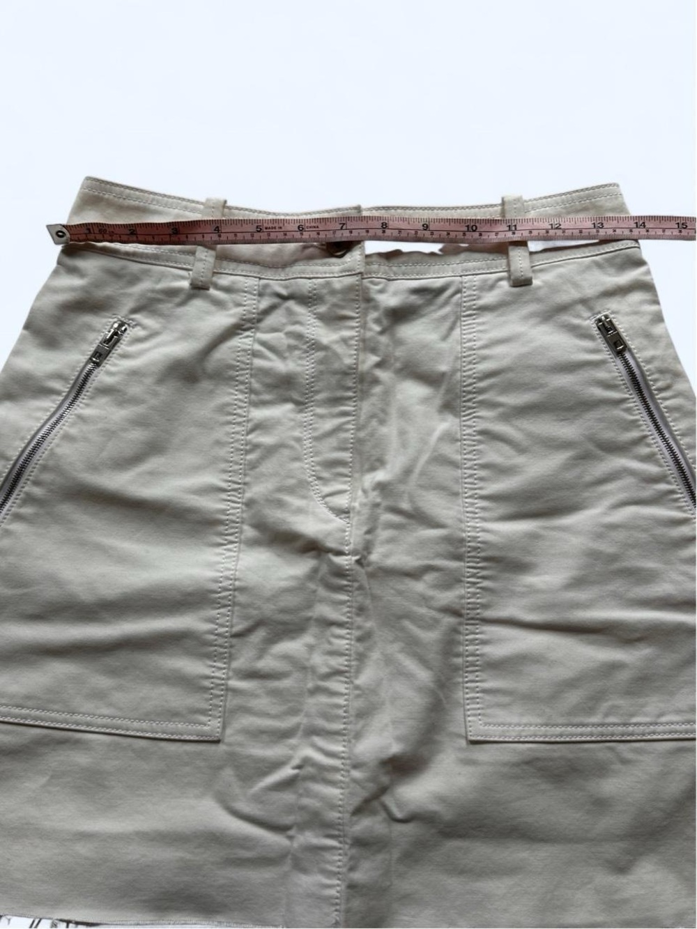 Rag & Bone Cream 100% Cotton Utility Zipper Pocket Mini Skirt S - Picture 2 of 4